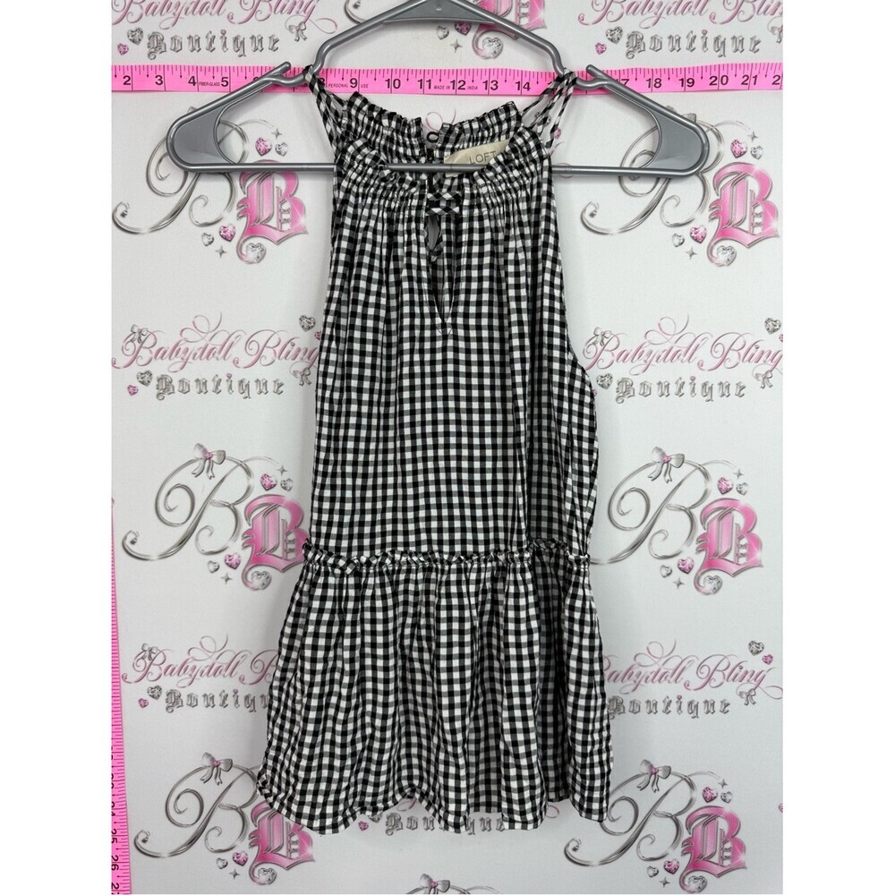 LOFT tank top gingham Black & White Gingham Tiered Dress